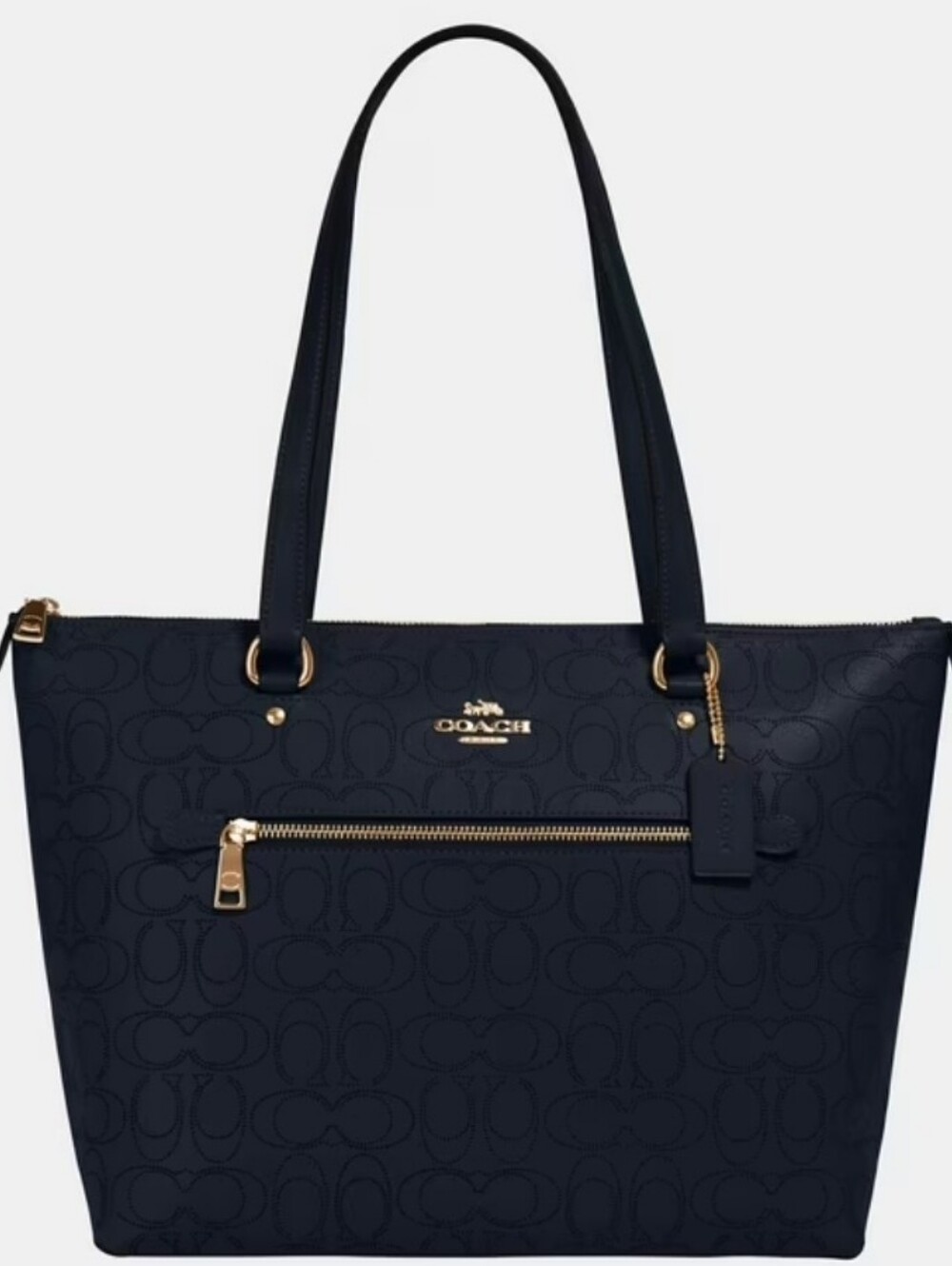 Coach* Signature Perforated Design Gallery Tote Bag W/silver Hardware *Authentic